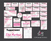 Pink Tupperware Marketing Bundle, Personalized Tupperware Full Kit Business Cards TW08