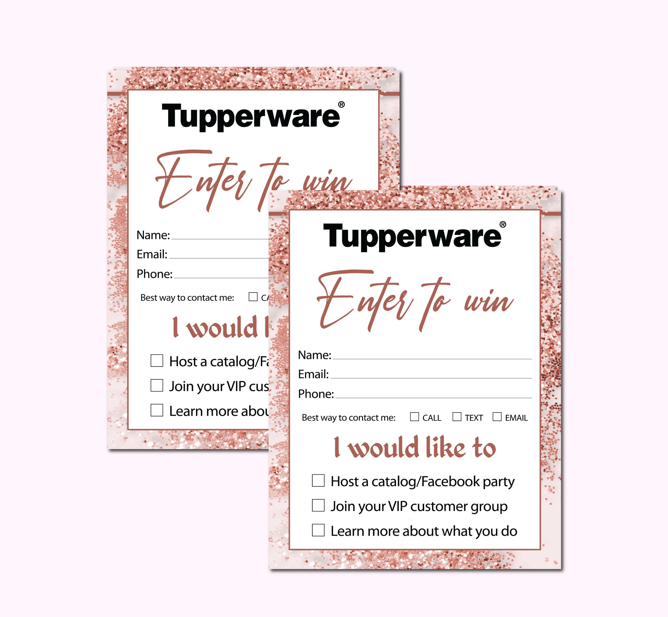 Tupperware Raffle Glitter Printable Tupperware Marketing Enter To Win, Tupperware Busine ...