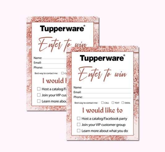 Glitter Printable Tupperware Marketing Enter To Win, Tupperware Business Card TW20