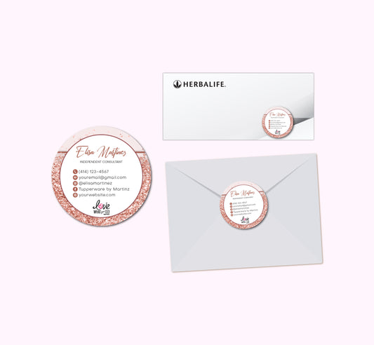 Glitter Printable Tupperware Marketing Sticker - Envelop Seal, Tupperware Business Card TW20