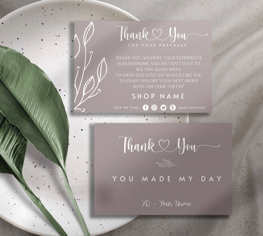 DIY Thank You Card Template, Minimalist Thank You Card Editable, Canva Template, Digital Download TY03