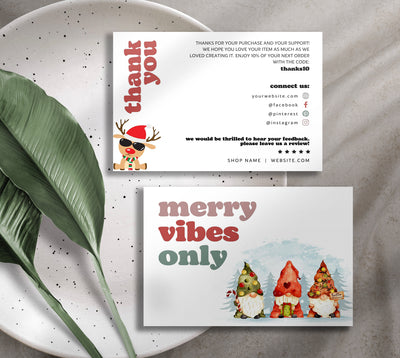 Merry Christmas Thank You Card Template, Gnome Thank You Card Editable, Canva Template, Digital Download TY04