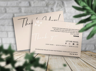 Lovely Thanks Card Template, Editable Business Thank You Card Editable, Canva Template, Digital Download TY06