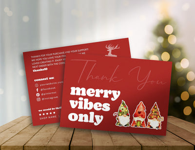 Christmas Thank You Card Template, Cute Gnome Thank You Card Editable, Canva Template, Digital Download TY05