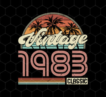 Tropical 1983, Vintage 1983 Classic, 1983 Retro Gift, Hawaii 1983, Png Printable, Digital File