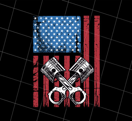 Vintage Patriotic American Flag Piston Muscle Car Png, Piston Png, Png Printable, Digital File