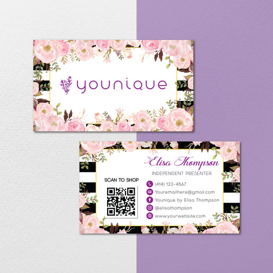 Glitter Pink and Black Younique Business Card, Personalized Younique Business Cards YQ22