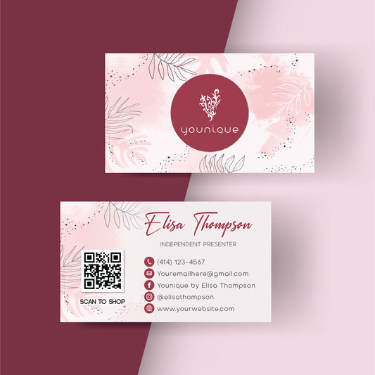 Pink Leaf Younique Business Card, Personalized Younique Business Cards YQ28