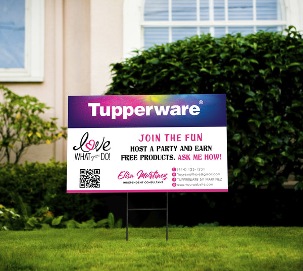 Glitter Printable Tupperware Business Card QR Code, Tupperware Busines