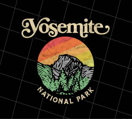 Yosemite National Park, Retro Sixties Vibe, Half Dome, Vintage Style, PNG Printable, DIGITAL File