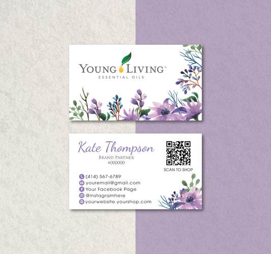 Flower Young Living Business Card, Personalized Young Living Business Cards YL72