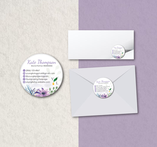 Personalized Young Living Sticker, Round Label, Young Living Business Card YL72