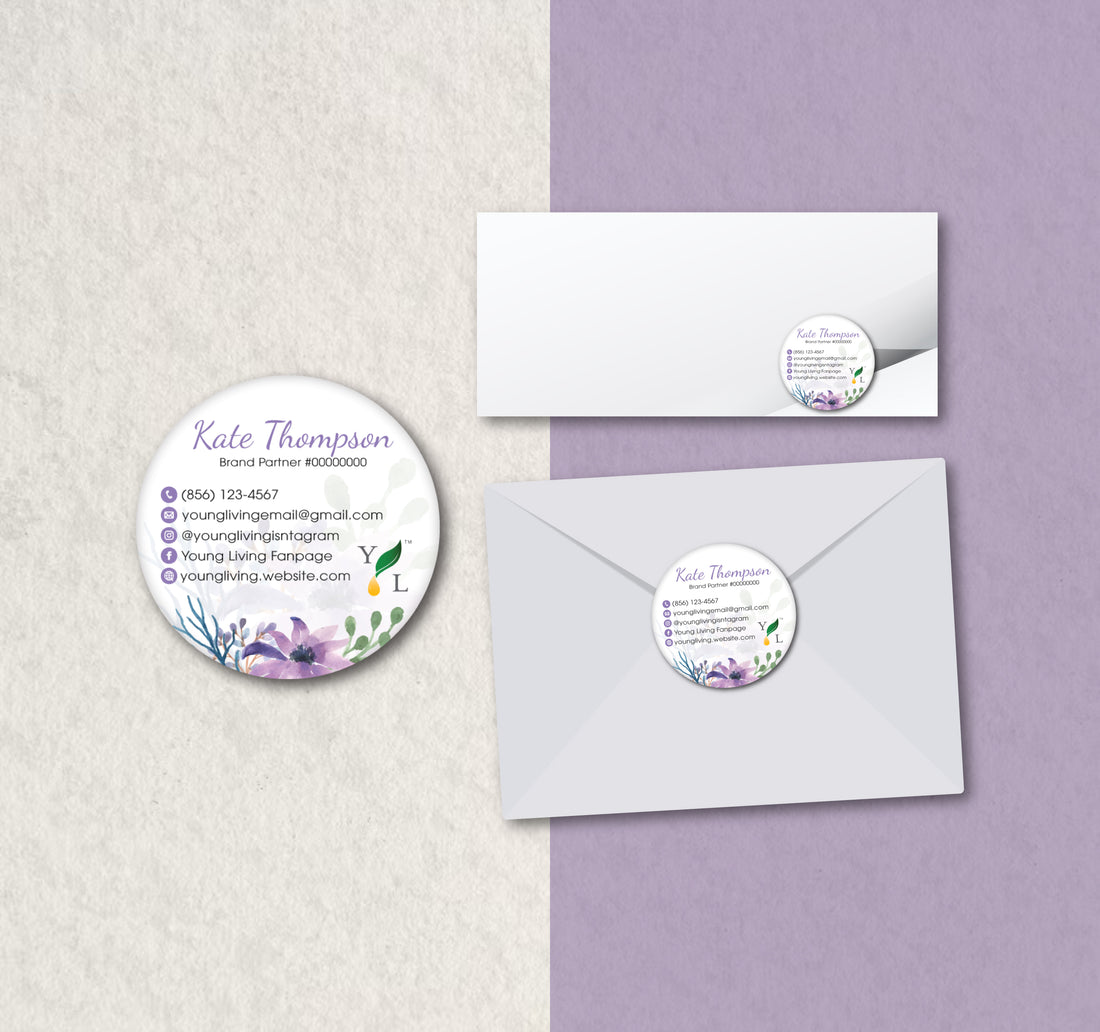 Personalized Young Living Sticker, Round Label, Young Living Business Card YL72
