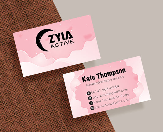 Pink Cloudy Girly Zyia Business Card, Pink Style Personalized Zyia Active Cards ZA01