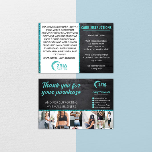 Blue Glitter Zyia Thank Care Card, Personalized Zyia Active Cards Custom QR Code ZA09