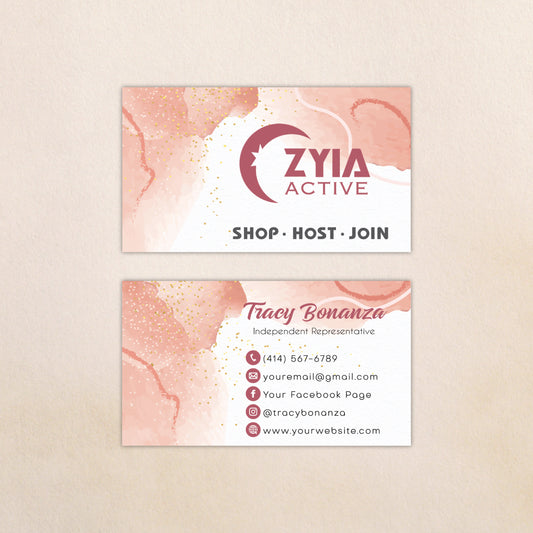 Pink Marble Zyia Business Card, Luxury Zyia Cards, Minimalist Personalized Zyia Active Cards ZA10