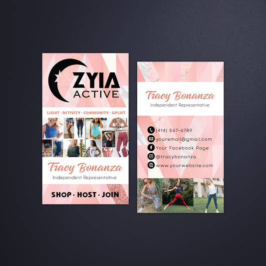 Pink Zyia Business Card, Luxury Zyia Cards, Style Personalized Zyia Active Cards ZA13