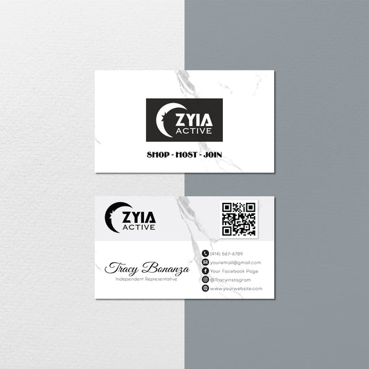 White Marble Zyia Business Card, Colorful Floral Personalized Zyia Active Cards ZA16