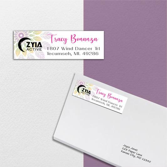 Flower Pattern Zyia Address Label Card, Personalized Zyia Active Cards Custom QR Code ZA18