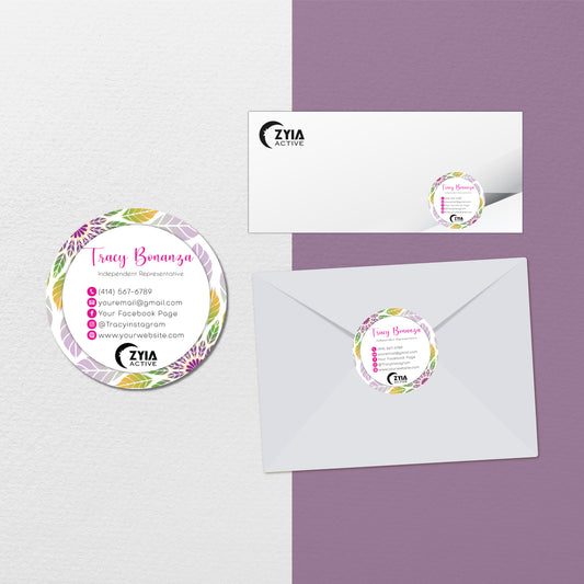Flower Pattern Zyia Stickers Card, Personalized Zyia Active Cards Custom QR Code ZA18