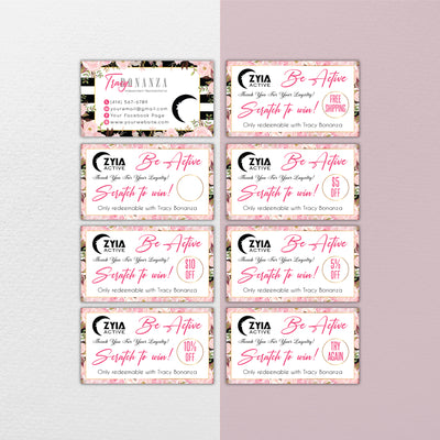 Pink Flower ZYIA Marketing Bundle, Zyia Active Business Cards, Active Business Cards ZA22
