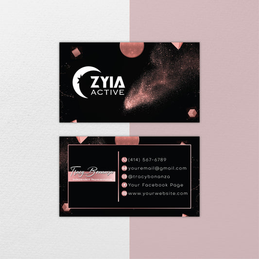 Black Rose Luxury Zyia Business Card, Personalized Zyia Active Cards Custom QR Code ZA23