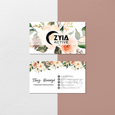 Floral ZYIA Marketing Bundle, Zyia Active Business Cards, Active Business Cards ZA37