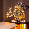 Enchanting Thumbs-Up Midget Gnome Wooden Art Carving Light: Delightful Night-Time Companion for Your Bedroom Desk!