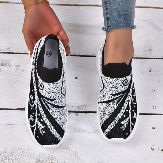 Comfort meets style with our Women's Printed Sock Sneakers - Slip-On, Breathable, and Trendy!