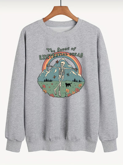 Vibrant Rainbow Skull: Women's Plus Size Halloween Sweatshirt for Statement Style