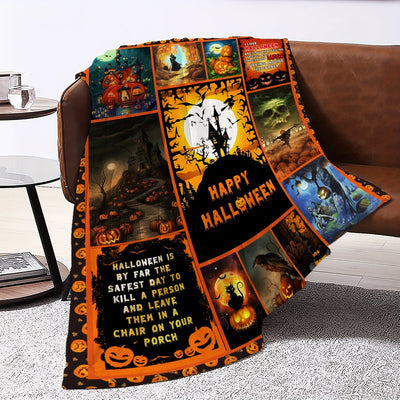 Halloween Pattern Flannel Blanket: An Ultra-Soft and Cozy Throw for Year-Round Comfort, Perfect for Home Decor and Gifting