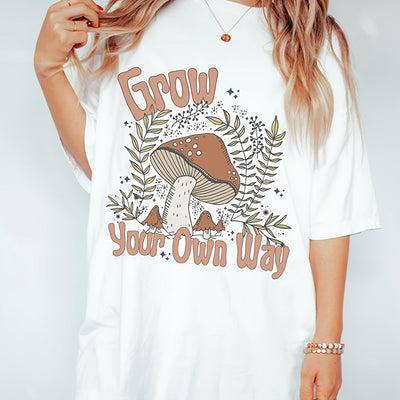 Mystical Magic: Mushroom Graphic Loose T-Shirt - A Casual and Stylish Addition to Your Wardrobe!