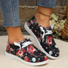 Women's Festive Santa Claus Print Canvas Shoes: Christmas-Inspired Low-top Slip-On Loafers for Casual Holiday Style