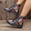 Fearlessly Fashionable: Women's Skull Floral Print Ankle Boots - The Ultimate Halloween Statement