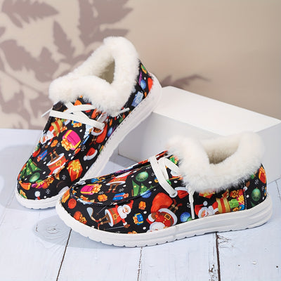 Festive and Fashionable: Women's Christmas Pattern Sneakers - Perfect for Casual Style and Outdoor Comfort