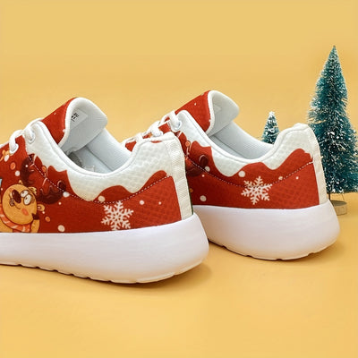 Step into Festive Cheer with our Shoes Christmas Santa Reindeer Print Running Shoes!