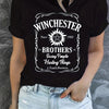 Letter Winchester Print Graphic T-Shirt, Short Sleeve Crew Neck Casual Top For Spring & Summer, Women's Clothing