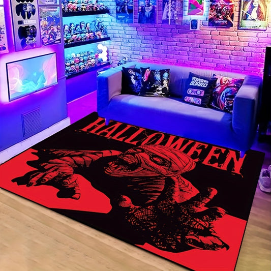 Bring a spooky feel to your indoor or outdoor space with this waterproof zombie Halloween rug! This 63x78 inch rug is designed with durable, weather-resistant material that makes it perfect for living rooms, bedrooms, nurseries, and gardens. Add a frightful touch to any setting with this festive décor!