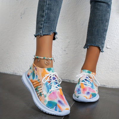 Express Your Vibrant Style with Women's Colorful Print Soft-Soled Running Shoes