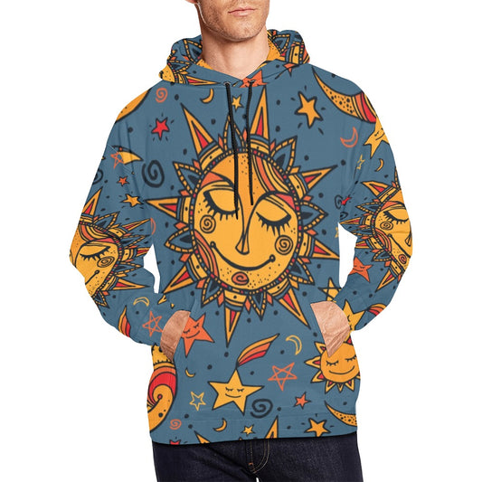 Sun Nighty Hoodie, Sun All Over Print Hoodie for Men (USA Size)