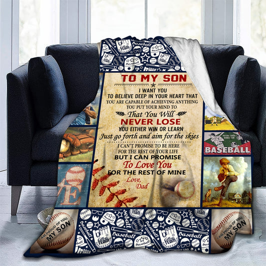 Our Baseball Lover Blanket is the perfect gift for any son who loves the sport. Crafted from cozy materials and featuring a special letter to son print, this blanket is sure to become a treasured addition to any home.