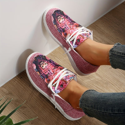 Bull Print Low-Top Walking Shoes: Stylish and Lightweight Casual Footwear for Women