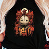 Halloween Horror Cartoon & Pumpkin Print Short Sleeve Round Neck T-shirt, Plus Size Halloween Casual T-shirt, Women's Clothing