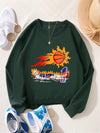 Cozy Comfort: Women's Plus Size Casual Sweatshirt with Football Figure Print