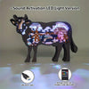 Moo-velous Milk Cow Wooden Art Animal Statues: Illuminate Your Space with LED Night Light Delight!