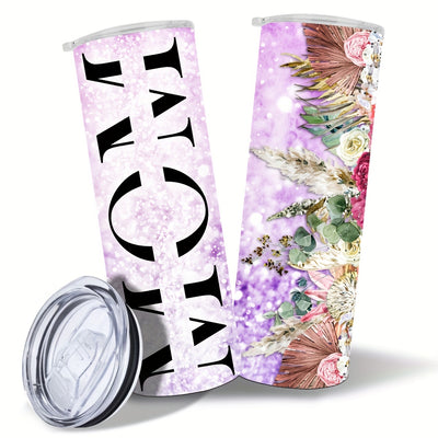 Boho Floral Mom: Stylish and Practical 20 oz Skinny Tumbler for Moms - Ideal for Coffee on the Go!