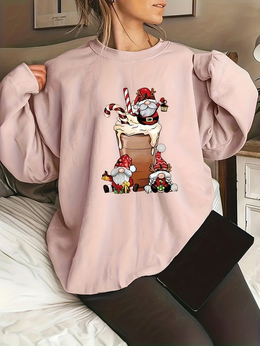 This stylish and festive plus size Christmas casual sweatshirt is perfect for the holiday season. Crafted from quality fabric, this women's graphic print long sleeve round neck sweatshirt offers comfort and style. With its festive design, this sweatshirt is sure to make your outfit stand out.