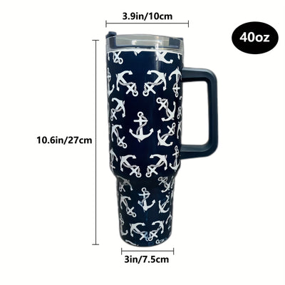 40oz Colorful Cartoon Pattern Stainless Steel Tumbler with Lid, Straw, and Handle - Perfect for Summer Drinks on the Go