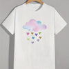 Heart Showers: Men's Colorful Cloud Print Tee for a Fun and Casual Summer Look