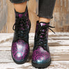 Sun & Moon Print Ankle Combat Boots: Embrace Gothic Style with Non-Slip Soles for Outdoor Adventures